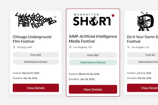 Festival cards preview for filmmakers.